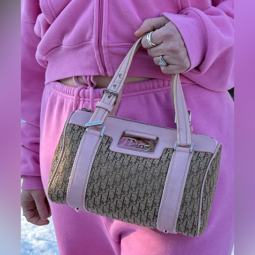 SOLDX RARE Auth Like New DIOR Street Chic Mini Boston Pink & Brown Women's Bag - Picture 12 of 14